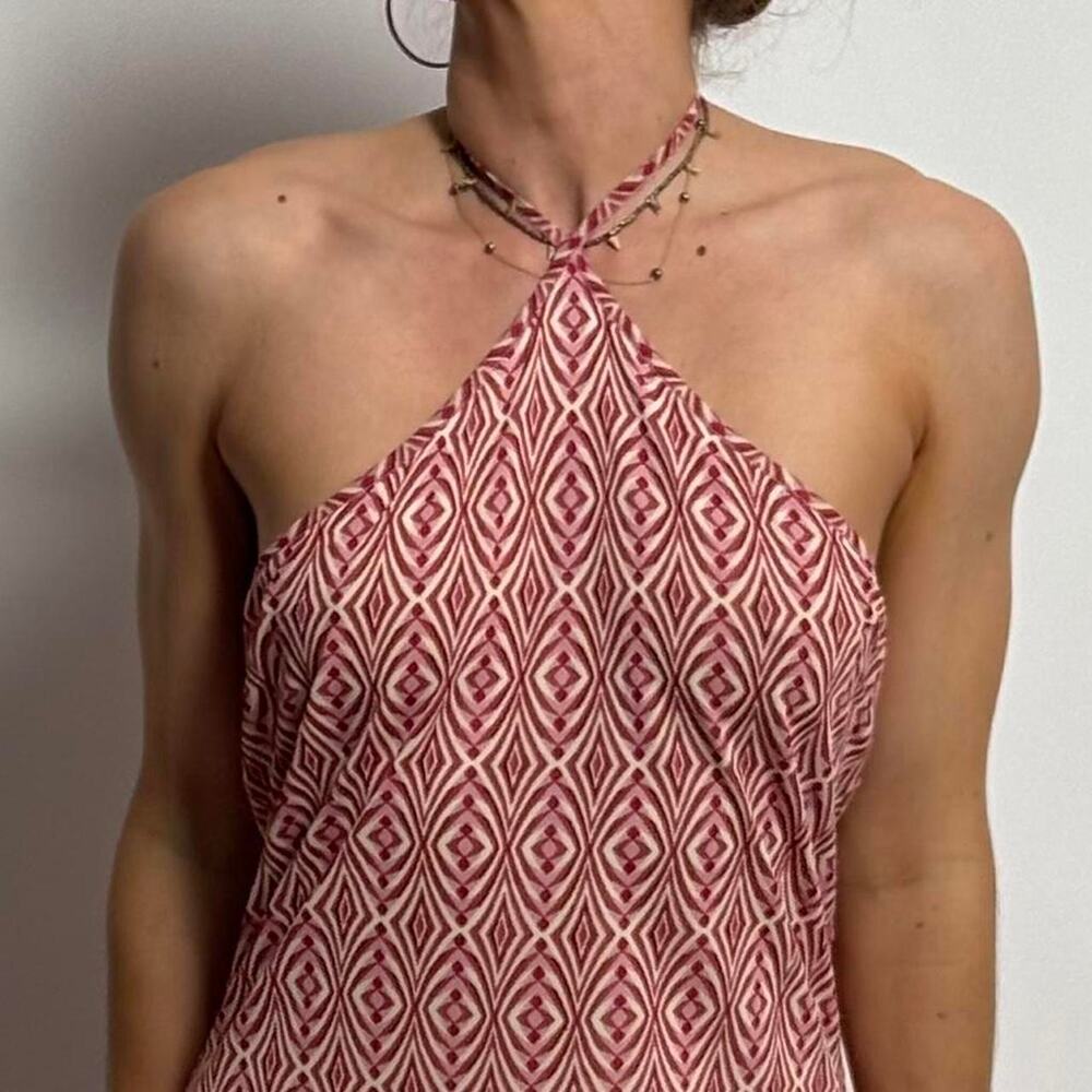 Chloé SS 2001 Vibrant Mesh Halter Dress - Large - Collector's Piece